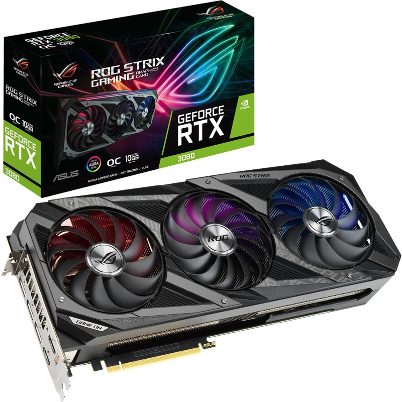 Asus ROG Strix Geforce RTX 3080 OC 10GB GDDR6X - كرت الشاشة